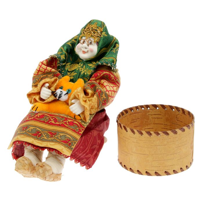 Сувенирная кукла-шкатулка "Бабуся с котиком"