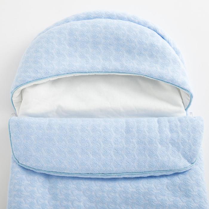 Конверт с капюшоном на молниях "Мишка с игрушками", рост 68 см, цвет голубой К208