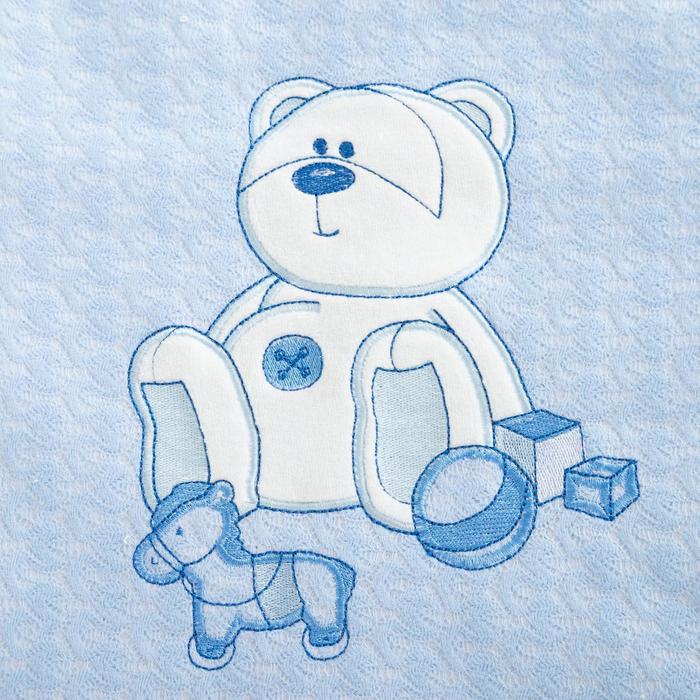 Конверт с капюшоном на молниях "Мишка с игрушками", рост 68 см, цвет голубой К208