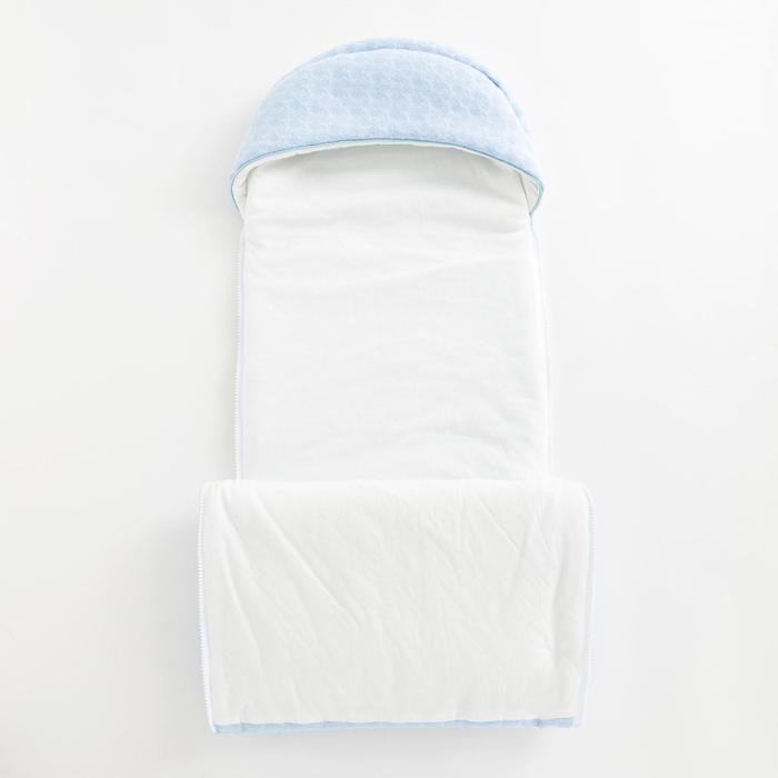 Конверт с капюшоном на молниях "Мишка с игрушками", рост 68 см, цвет голубой К208