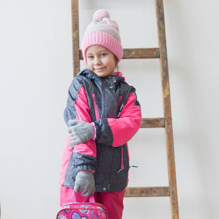 Куртка для девочки "Лана", рост 140 см, цвет розовый/серый 17/OA-3JK508-2