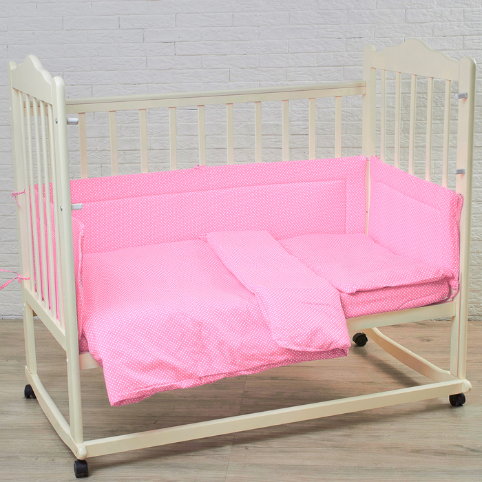 Комплект в кроватку "Карамельки" (6 предметов), цвет розовый 10603