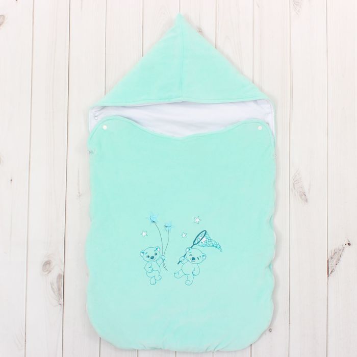 Набор детский (конверт, плед, шапочка), рост 74 см, цвет ментоловый 40-8505 _М