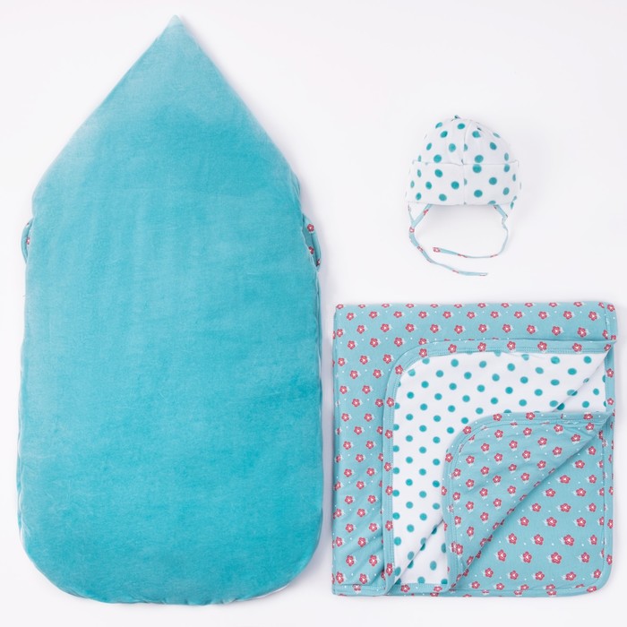 Набор детский (конверт, плед, шапочка), рост 74 см, цвет морской 40-8505 _М