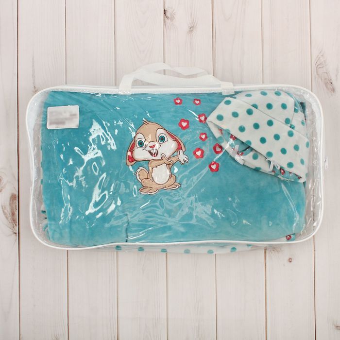 Набор детский (конверт, плед, шапочка), рост 74 см, цвет морской 40-8505 _М