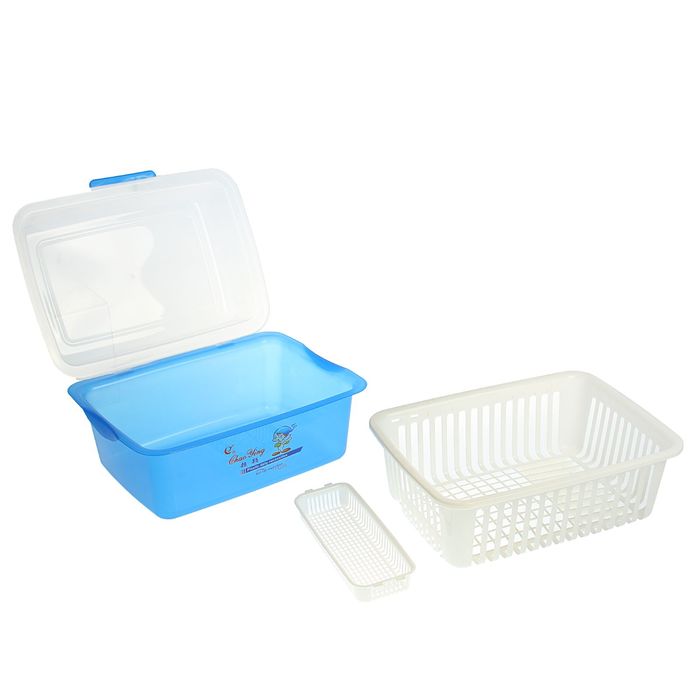 Сушилка для столовых приборов прямоугольная с поддоном с крышкой 41х32х24 см, цвет МИКС