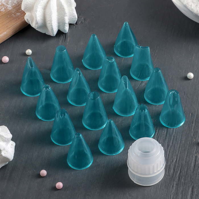 Набор кондитерских насадок с адаптером "Лёд" 16 шт d=2 см