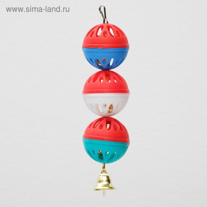 Игрушка для попугая Забава с 3 шариками, микс игрушка для попугая зооник забава 1 с колокольчиком