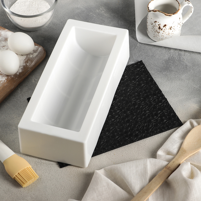 Форма для выпечки и муссовых десертов "Буше" с ковриком-трафаретом "Кофейные зерна", цвет белый