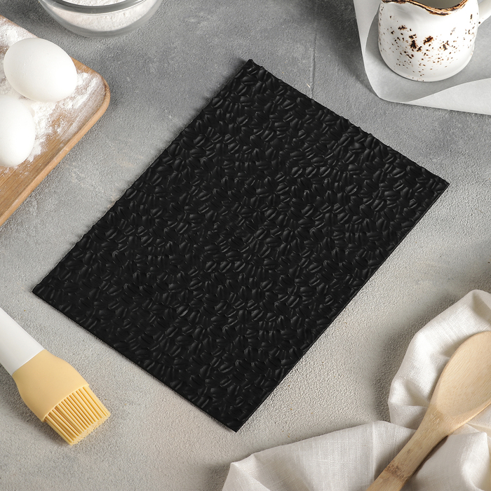 Форма для выпечки и муссовых десертов "Буше" с ковриком-трафаретом "Кофейные зерна", цвет белый