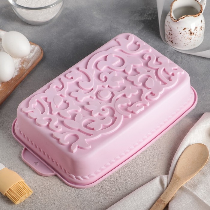 Форма для выпечки "Прямоугольник. Ажур", с ручками, цвета МИКС