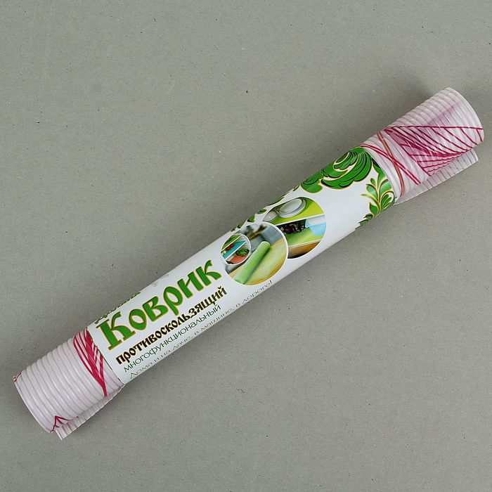 Коврик противоскользящий 30х90 см "Листочки", цвет розовый