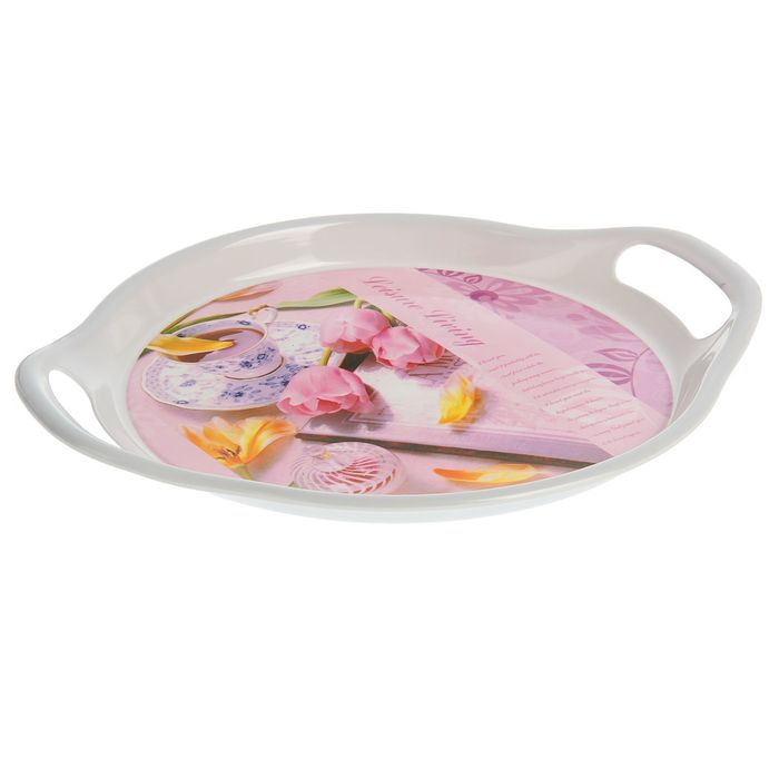 Поднос круглый 35х30х2 см "Адан", цвета МИКС