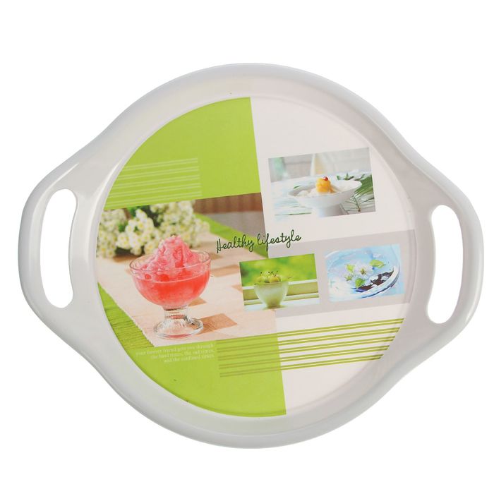 Поднос круглый 35х30х2 см "Адан", цвета МИКС