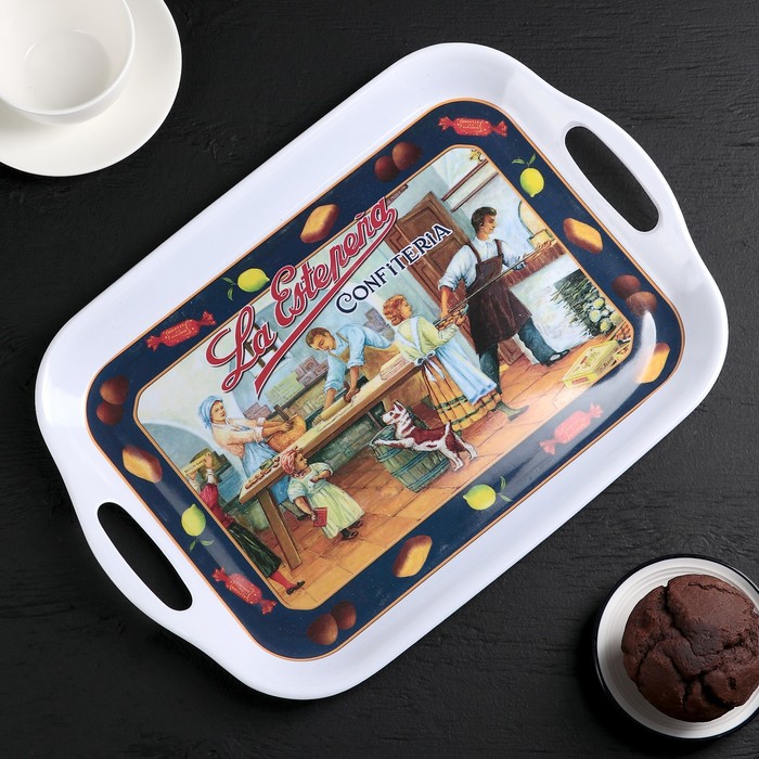 Поднос прямоугольный 32х24х2 см "Джил", цвета МИКС