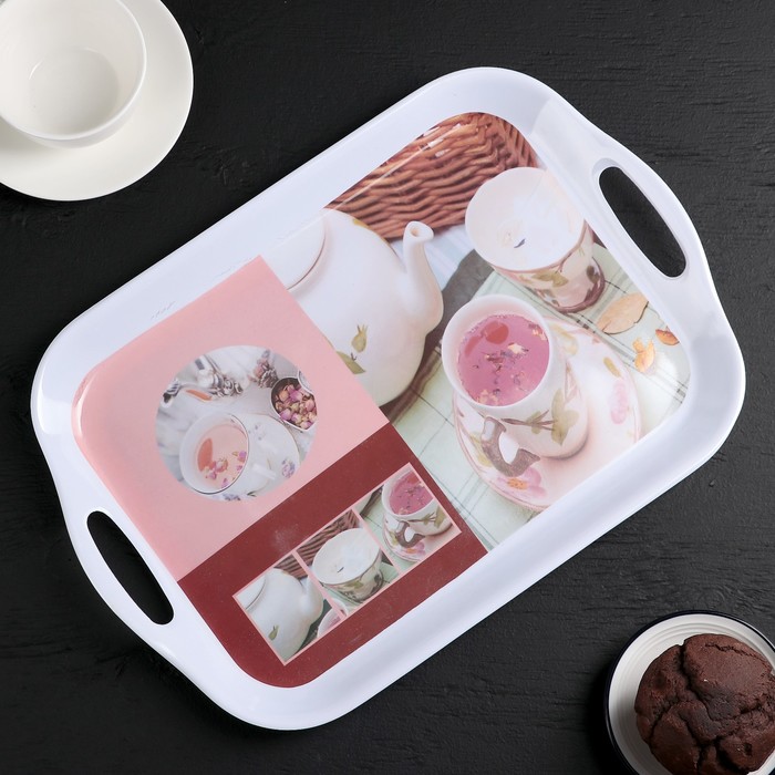 Поднос прямоугольный 32х24х2 см "Джил", цвета МИКС