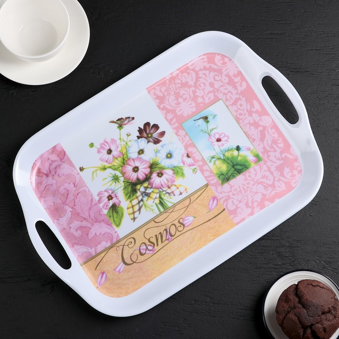 Поднос прямоугольный 32х24х2 см "Джил", цвета МИКС