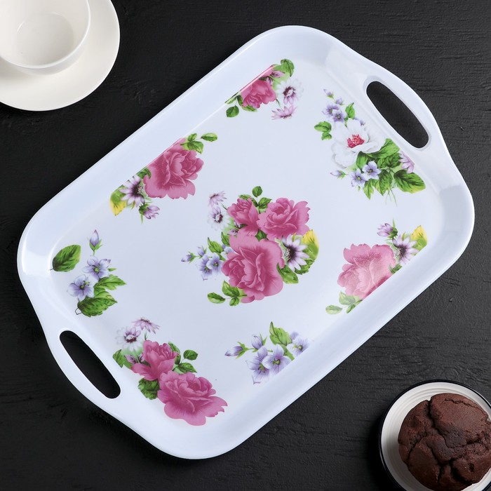 Поднос прямоугольный 32х24х2 см "Джил", цвета МИКС