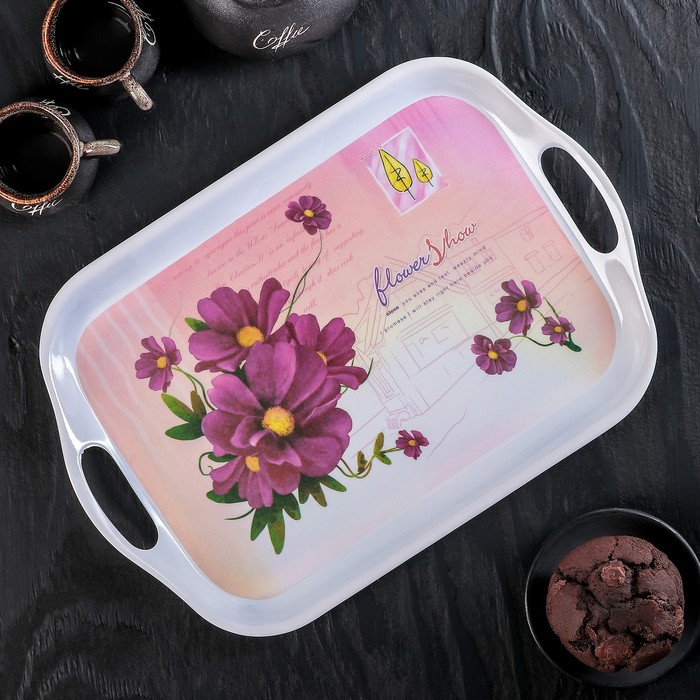 Поднос прямоугольный 32х24х2 см "Джил", цвета МИКС