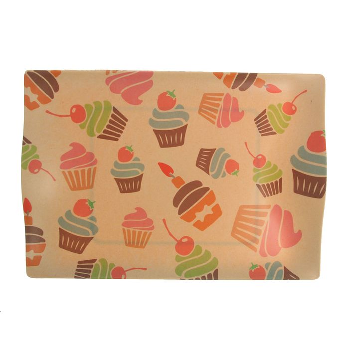 Поднос прямоугольный 33х24х2,5 см "Пончики", цвета МИКС