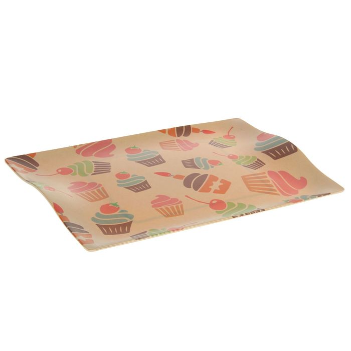 Поднос прямоугольный 33х24х2,5 см "Пончики", цвета МИКС
