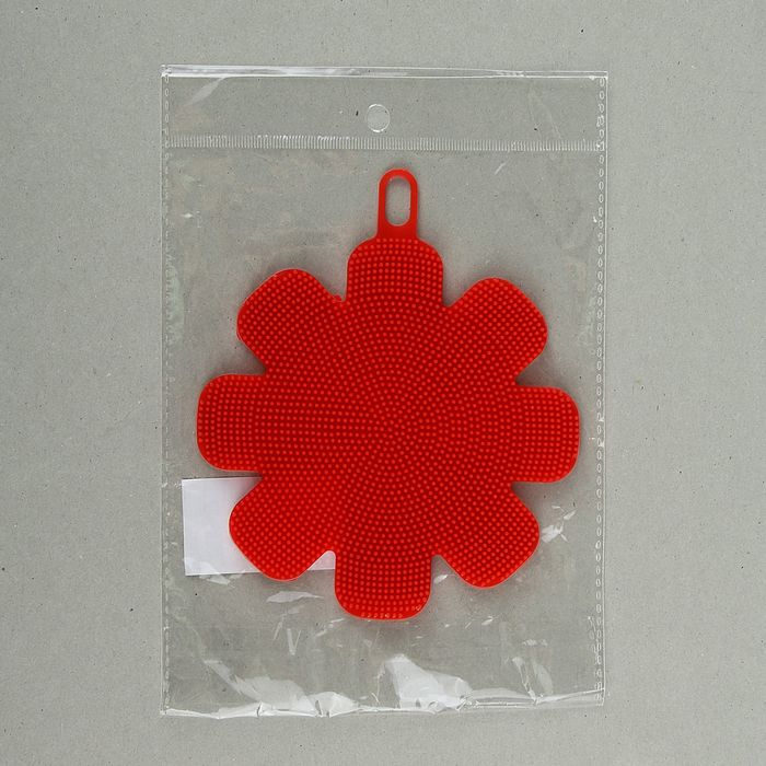 Губка для чистки посуды силиконовая "Цветок",13х13х1 см, цвет МИКС