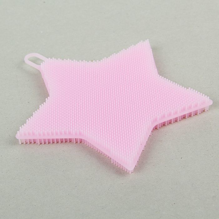 Губка для чистки посуды силиконовая "Звезда" 13х13х1 см, цвет МИКС