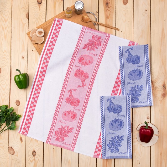 Подарочный набор полотенец Bonita Помидор, базилик, чеснок 50х70 см 3 шт, жаккард, 130г/м, хл100%