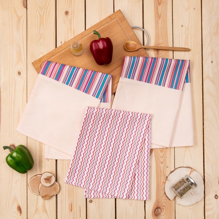 Подарочный набор полотенец Bonita Итальянская полоска 44х59 3шт, саржа, 140г/м хл100%