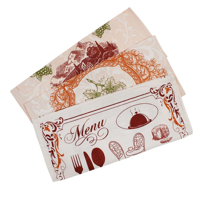 Подарочный набор вафельных полотенец Bonita Бордо 44х59см 3шт, 120г/м, 100%