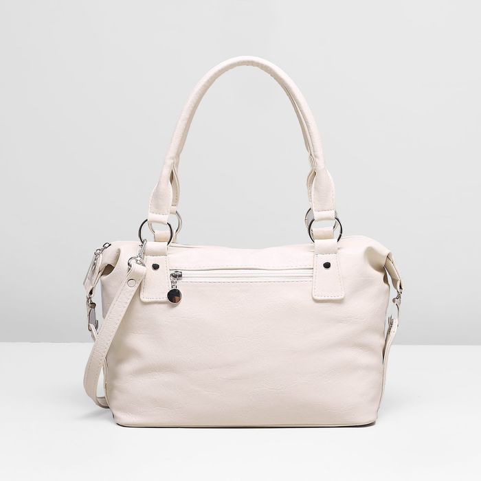 Сумка женская на молнии, 1 отдел, наружный карман, длинный ремень, цвет бежевый