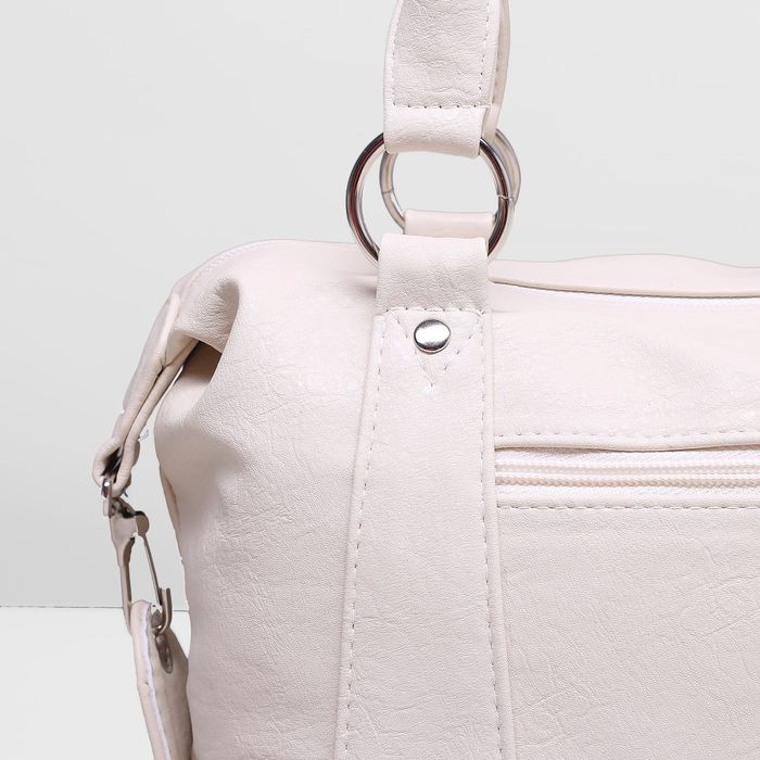 Сумка женская на молнии, 1 отдел, наружный карман, длинный ремень, цвет бежевый