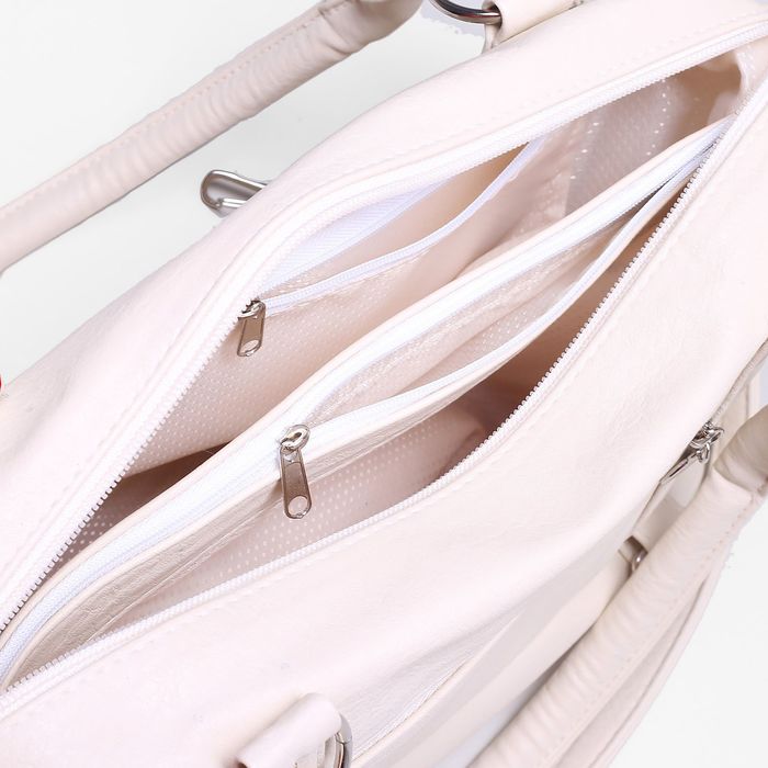 Сумка женская на молнии, 1 отдел, наружный карман, длинный ремень, цвет бежевый