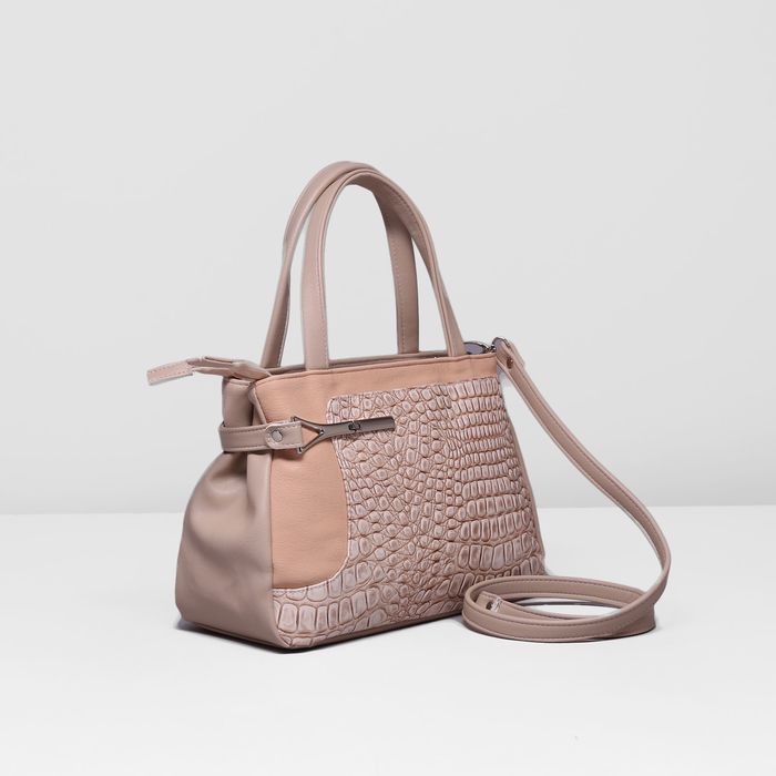 Сумка женская на молнии, 1 отдел, длинный ремень, цвет светло-коричневый