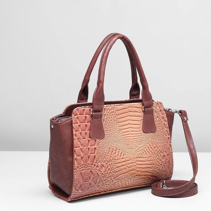 Сумка женская на молнии, 1 отдел, длинный ремень, цвет коричневый