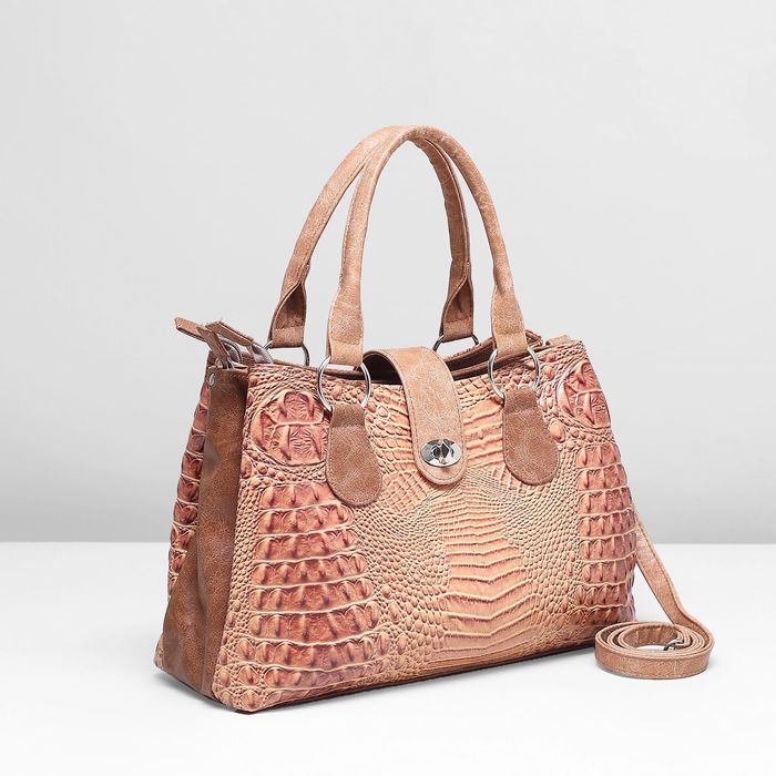 Сумка женская на молнии, 1 отдел, длинный ремень, цвет коричневый