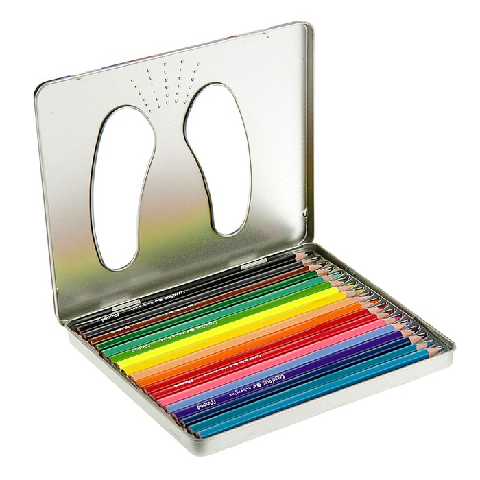 Карандаши трехгранные 18 цветов Color Pep's, ударопрочный грифель, металлическая коробка