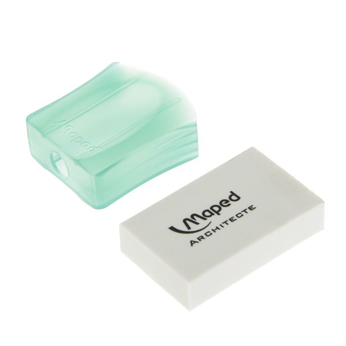 Ластик Architecte, полупрозрачный пластиковый футляр-держатель, микс