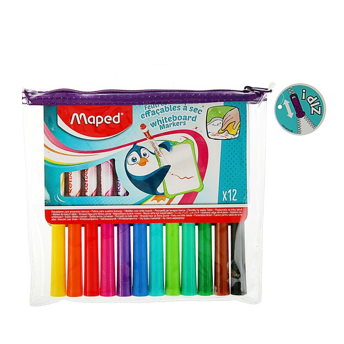 Набор маркеров для доски 12 цветов 2.0 мм Maped Marker Pep's, футляр на молнии