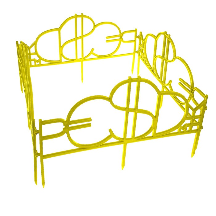 Ограждение декоративное, 35 х 220 см, 4 секции, пластик, жёлтый, «Денежные знаки»