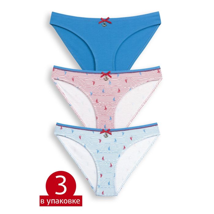 Трусы женские, размер 48 (L), цвет голубой/красный/синий