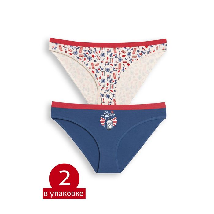 Трусы женские, размер 44 (S), цвет бежевый и синий