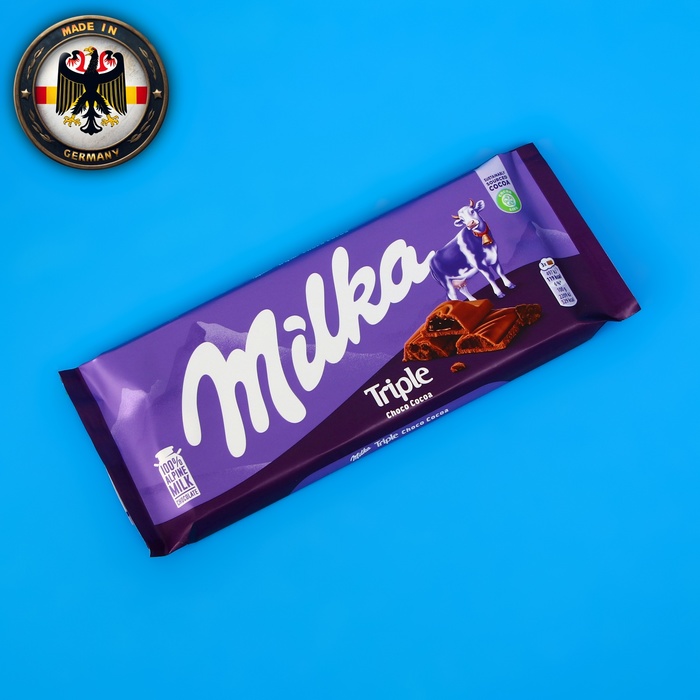 Шоколад Milka Triple Cacao, 90 г шоколад трехслойный milka peanut caramel 276 г