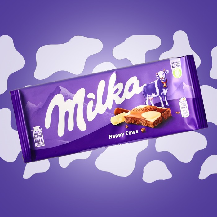 Шоколад Milka Happy Cows, 100 г шоколад трехслойный milka peanut caramel 276 г