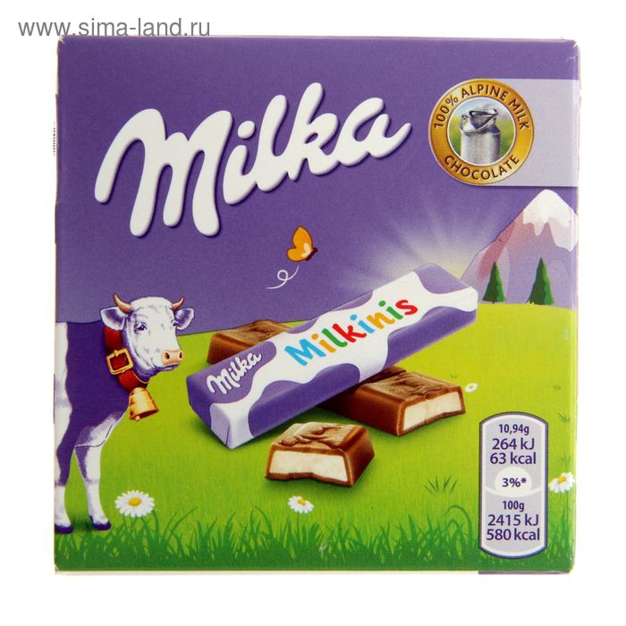 Шоколад Milka Milkinis stick, 43,75 г шоколад трехслойный milka peanut caramel 276 г
