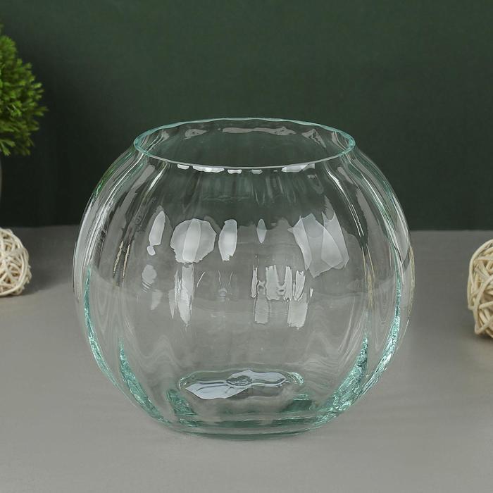 ваза Шар риф. (диам.горл-8,5см) 13,5х11см, V=1,1л из прозрачного стекла (без декора)