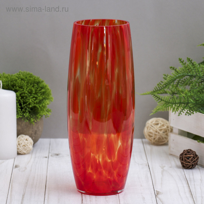Ваза Бочка 26 см, красная ваза одуванчики 26 см