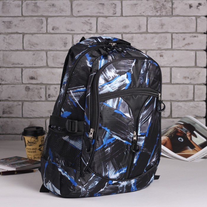 Рюкзак молодёжный "Сердца", отдел на молнии, 3 наружных кармана, 2 боковые сетки, цвет чёрный