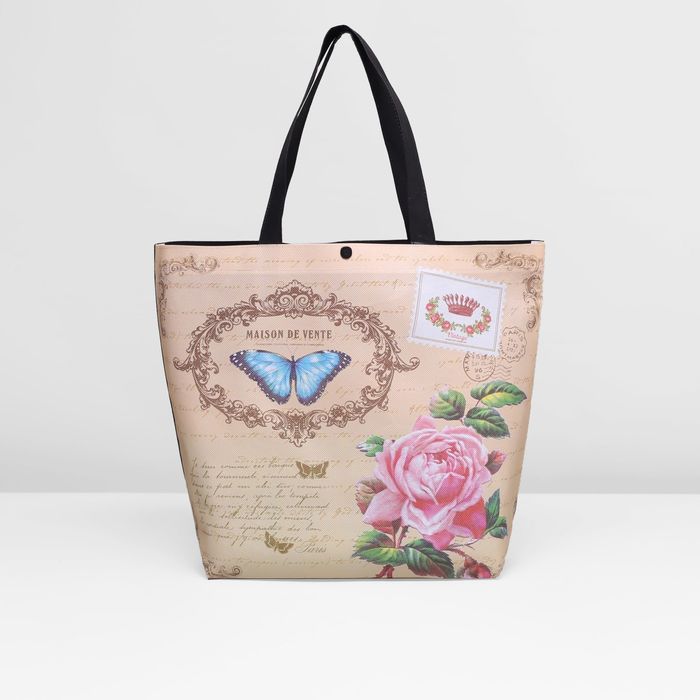 Сумка пляжная "Бабочка", 1 отдел на кнопке, цвет жёлтый