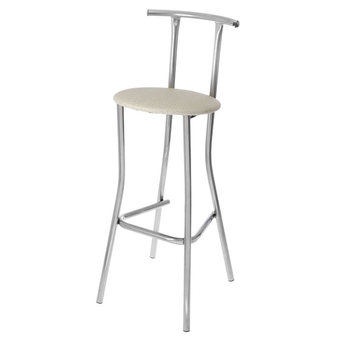 Стул "Барный", цвет обивки белый, каркас хром